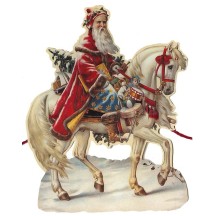 Santa on White Horse Paper Scrap Garland ~ England